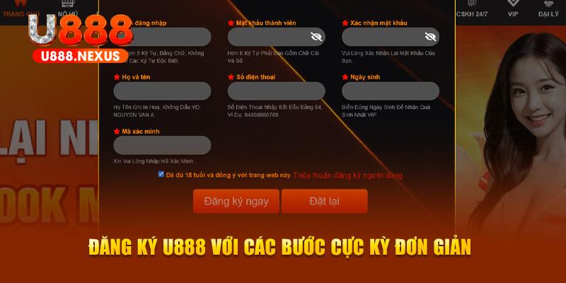 Hướng dẫn các bước đăng ký U888 đơn giản